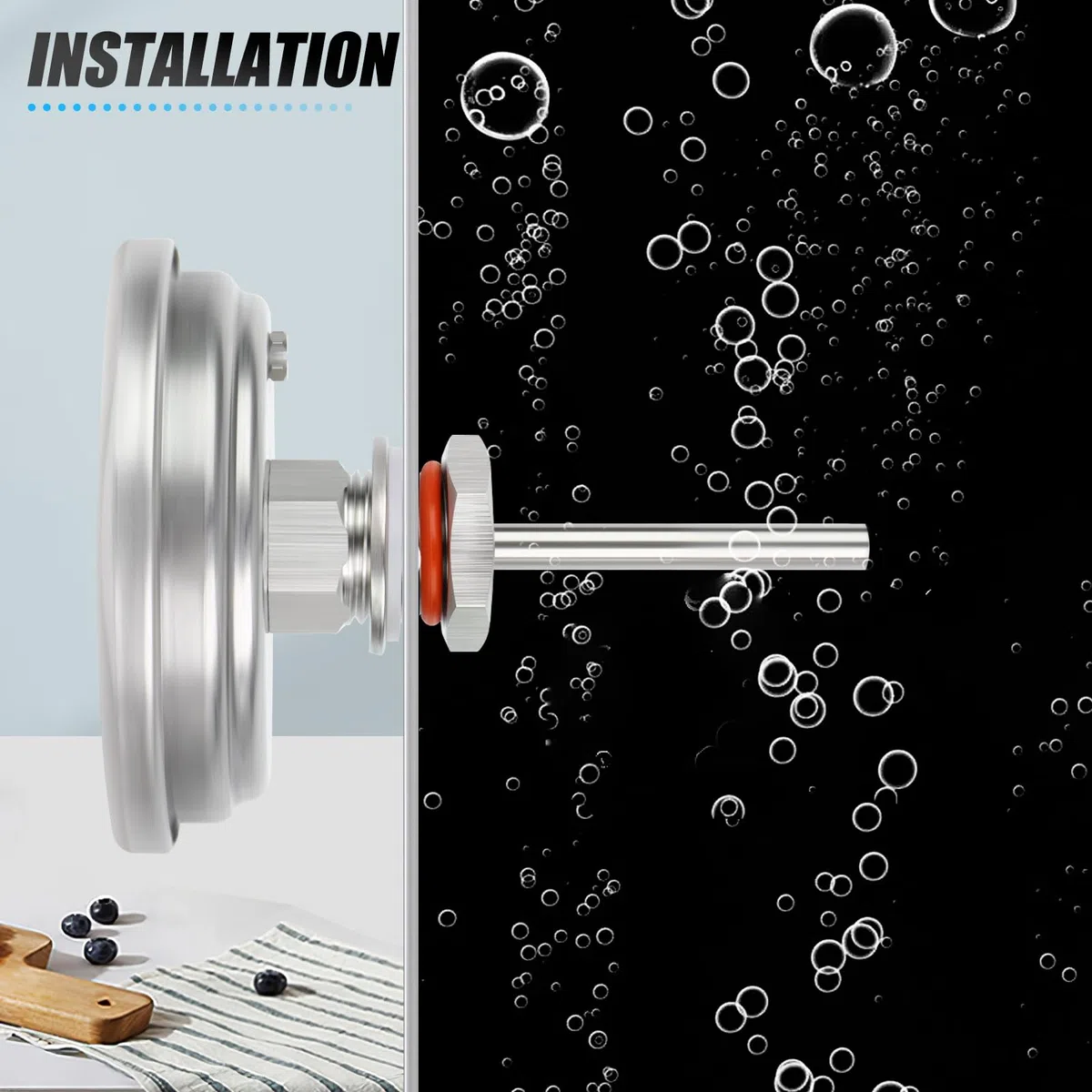 MEANLIN MEASURE 1/2" BSP Termómetro bimetálico para agua caliente,calderas y tuberías,esfera de 3.3",vástago de acero inoxidable de 3",rango de temperatura de -10 a 100℃/0 a 220℉, precisión del 2%