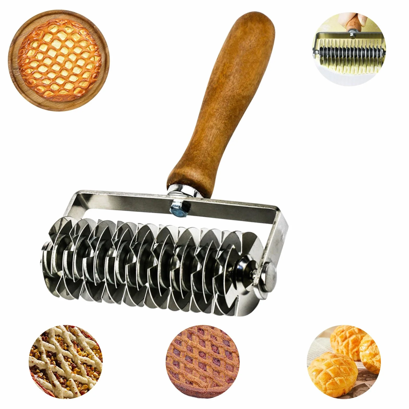Rodillo Cortador Hojaldre, Cortador De Hojaldre Enrejado Longitud: 20,5 Cm Rodillo Rejilla Hojaldre Rodillo Para Enrejado De Masa Ideal Para Empanadas, Hojaldres, Pasteles