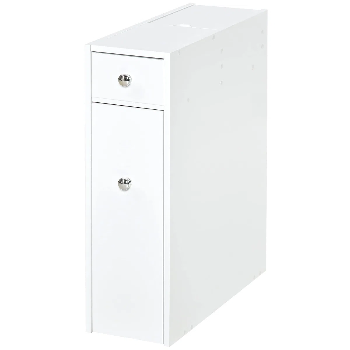 HOMCOM Armario Auxiliar de Baño Mueble de Baño Estrecho con 2 Cajones y Compartimiento Superior con Tapa para Lavabo Ducha 17x48x58 cm Blanco