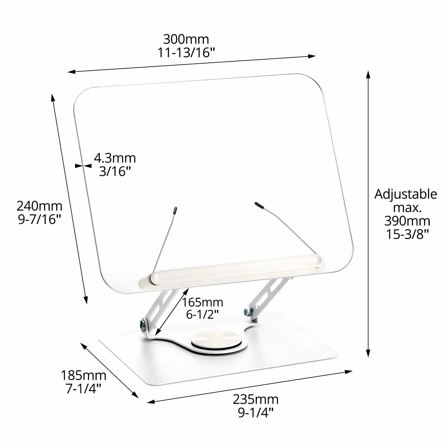 QWORK® Soporte para libros soporte de lectura giratorio 360° y plegable, ángulo y altura ajustable, capacidad de carga aprox. 5 kg, compatible con teléfonos móviles, tabletas y portátiles.
