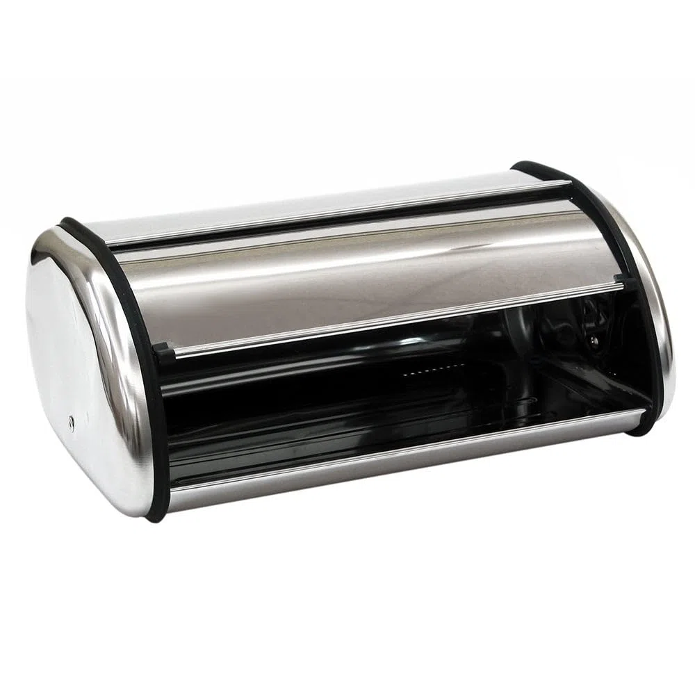 LOLAhome - Panera de Acero Inoxidable con Tapa Ideal para Guardar el Pan Fresco. Almacenaje de Cocina Elegante y Duradero. 42x27x18 cm