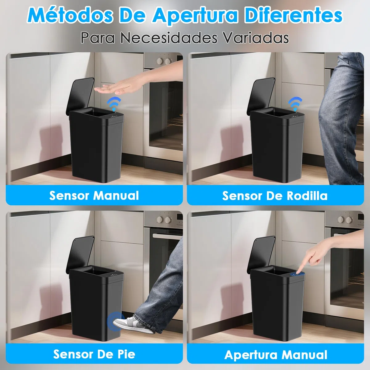2 Papelera Baño Pequeña, Scubo de Basura con Sensor Inteligente de 12L, 3 modos de funcionamiento, Cubo Basura Automatico Silencioso e Impermeable, para Cocina, Oficina, Sala de Estar