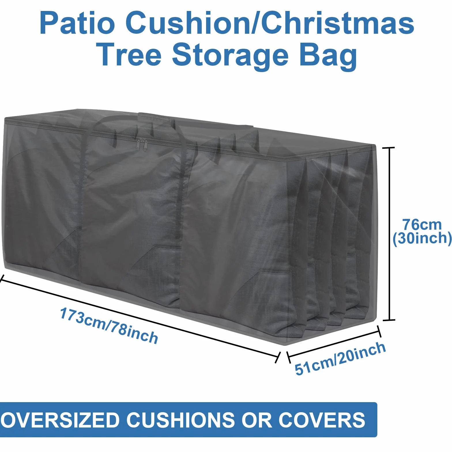 GARPROVM Gran bolsa de almacenamiento XXL, 670 L bolsa para árbol de navidad artificial, bolsa de embalaje, bolsa para mudanzas, tela Oxford resistente al polvo, 173 x 51 x 76 cm