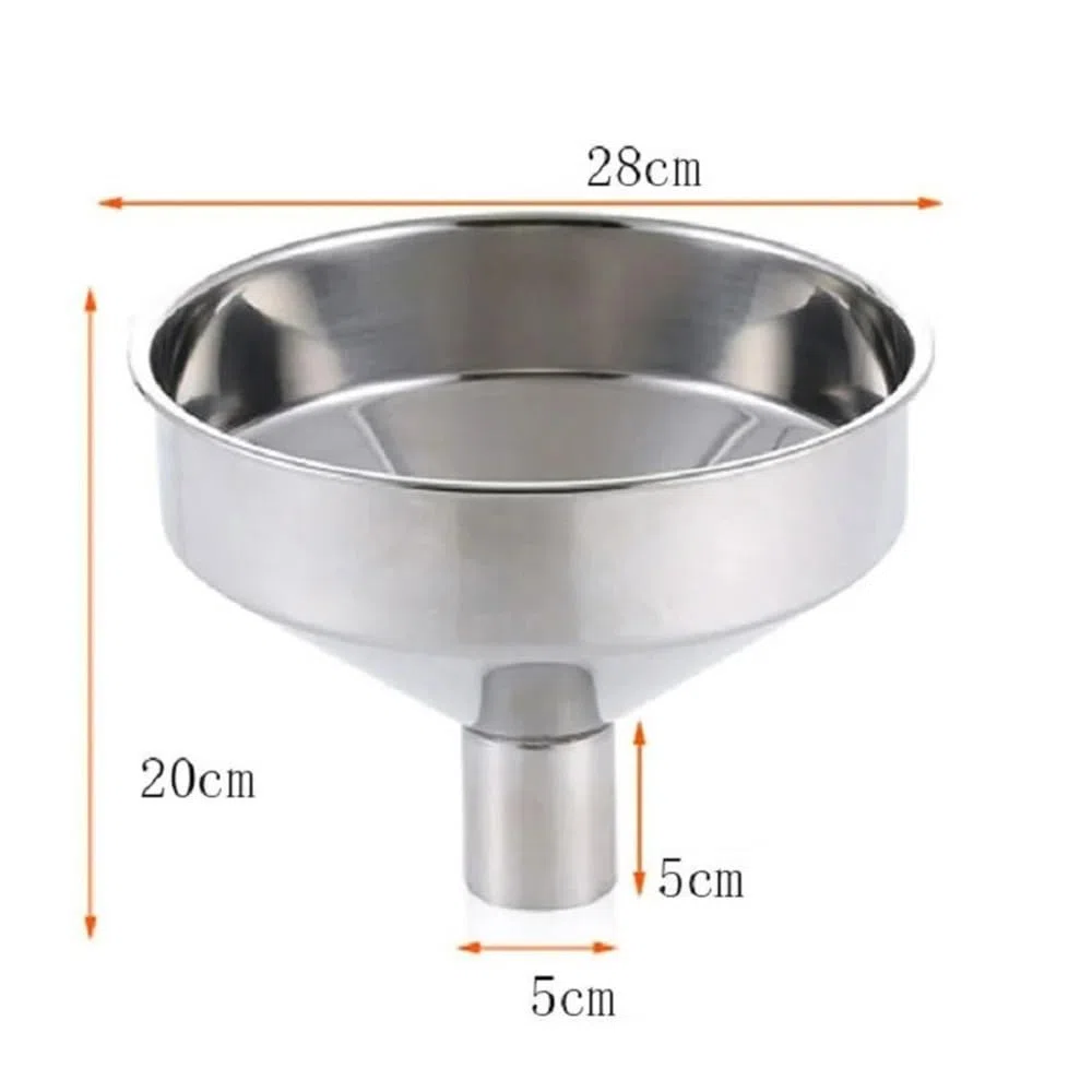 Embudo De Acero Inoxidable, Embudo De Cocina Grande, Herramientas De Filtro De Aceite De Cocina, Líquido, Boca Ancha De Metal, For Llenar Botellas Latas, 28x20cm
