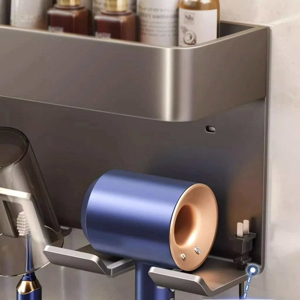 Soporte para cepillos de Dientes Soporte para Pasta de Dientes de Aluminio Soporte para cepillos de Dientes montado en la Pared para baño Estante de Almacenamiento(A S44cm)