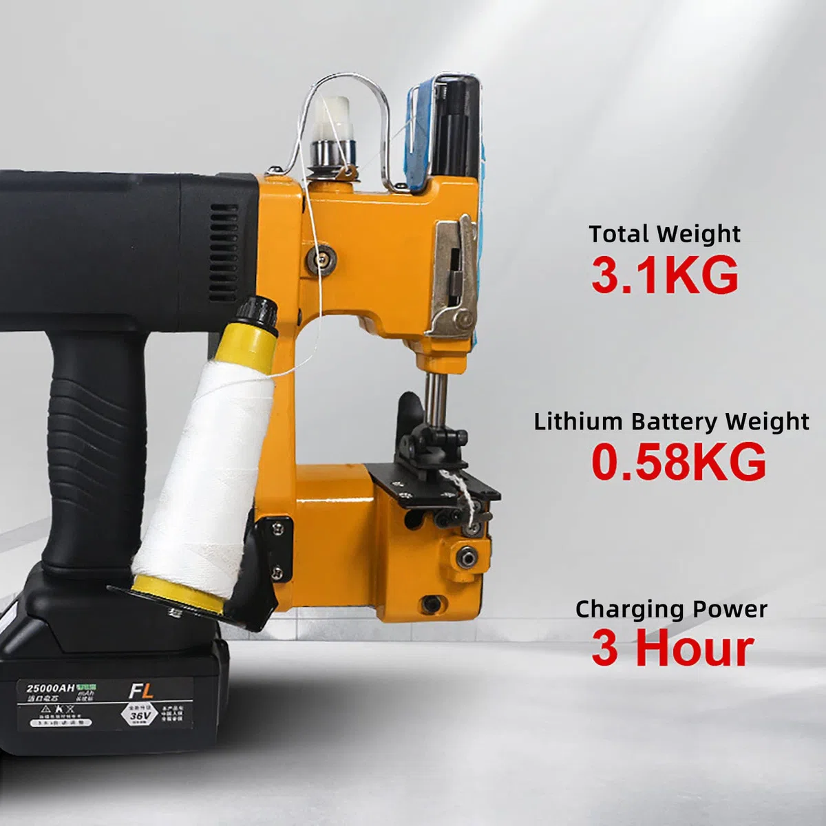 Máquina de cierre del cerrador del bolso eléctrico inalámbrico, costura de la bolsa de mano con 2pcs hilo de coser/2 batería, 0.2-10mm espesor de costura; Corte automático del hilo para el arroz/el sa