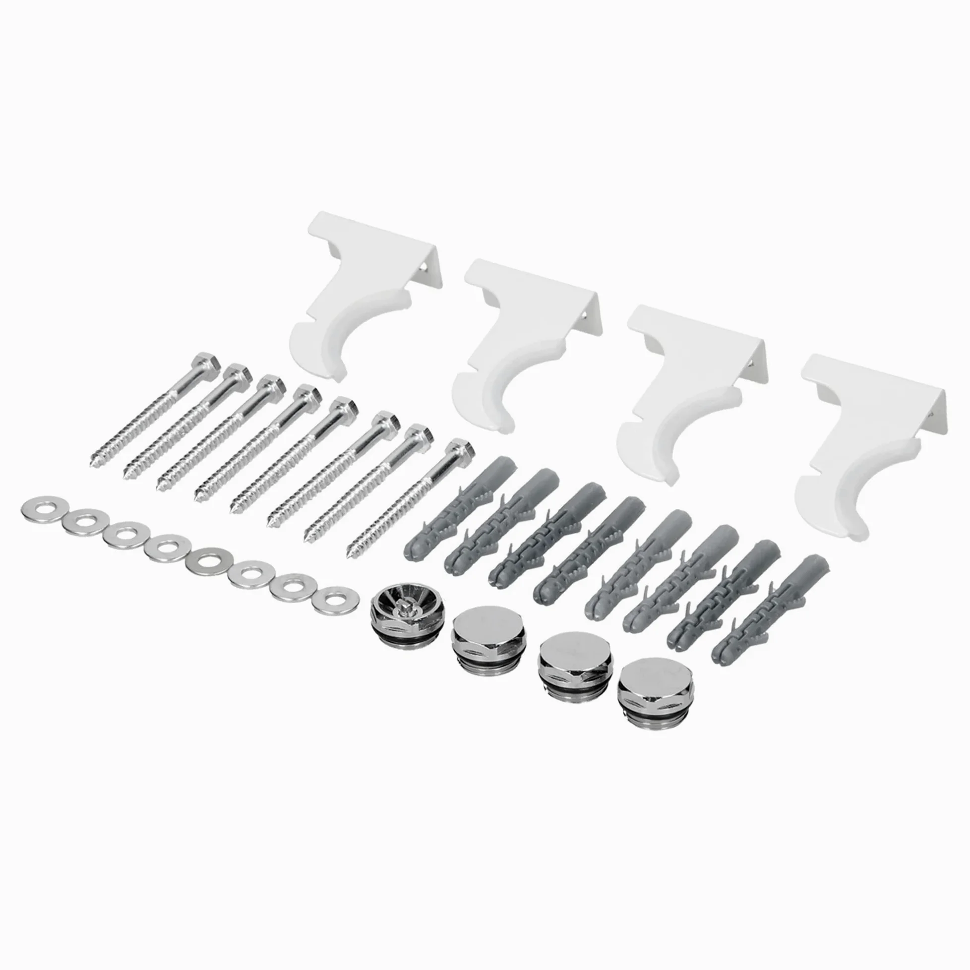LuxeBath Material de Montaje Blanco para Radiador de Baño/Salón Stella para Modelos Rectos o Curvos, Soporte de Suspensión para Estufas, Calentadores y Secadores de Toallas Ensamblaje para Calefacción