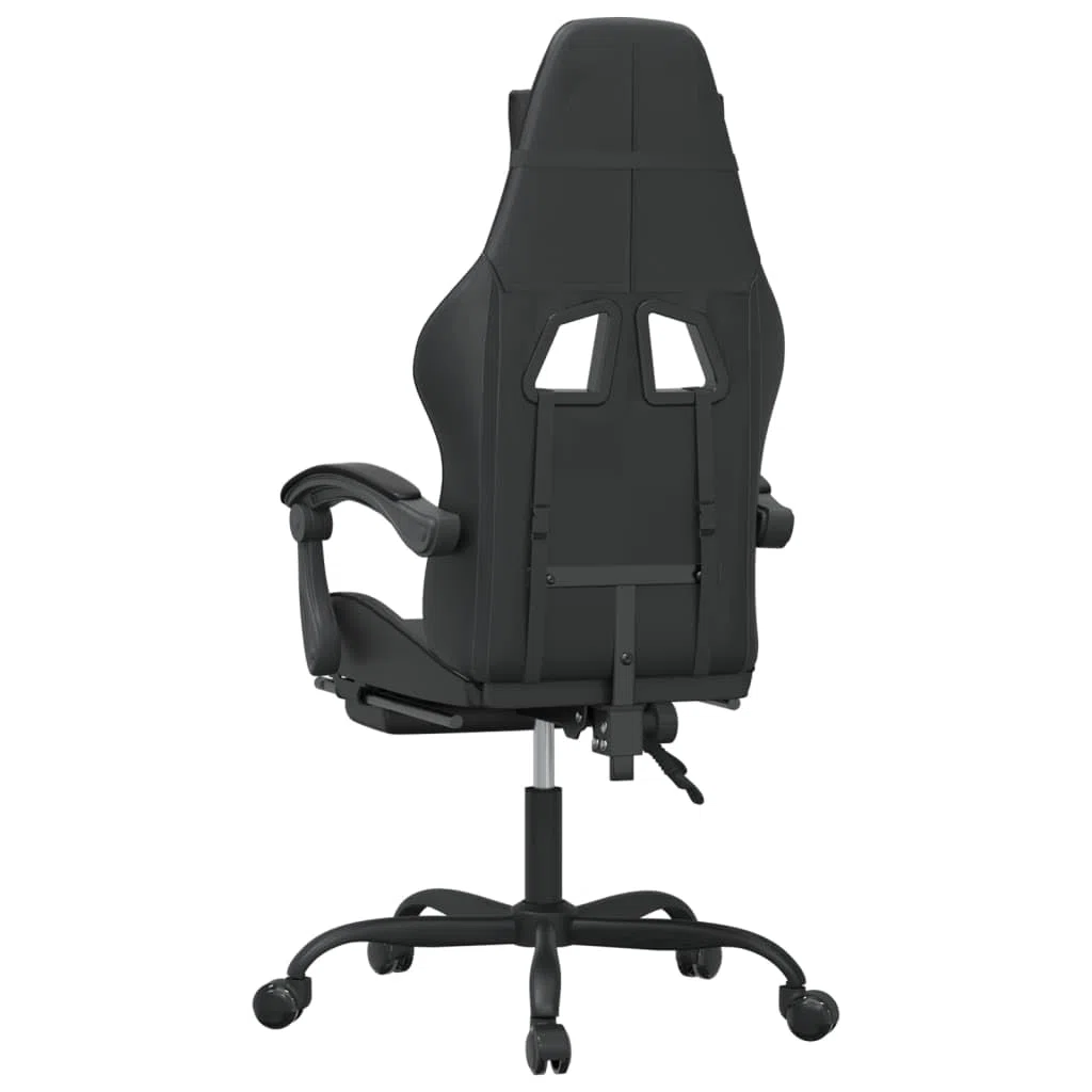 Silla para videojuegos con reposapiés y ruedas, piel sintética, ergonómica, altura regulable, giratoria, con reposabrazos y cojín lumbar para oficina, oficina en casa y comodidad para jugar