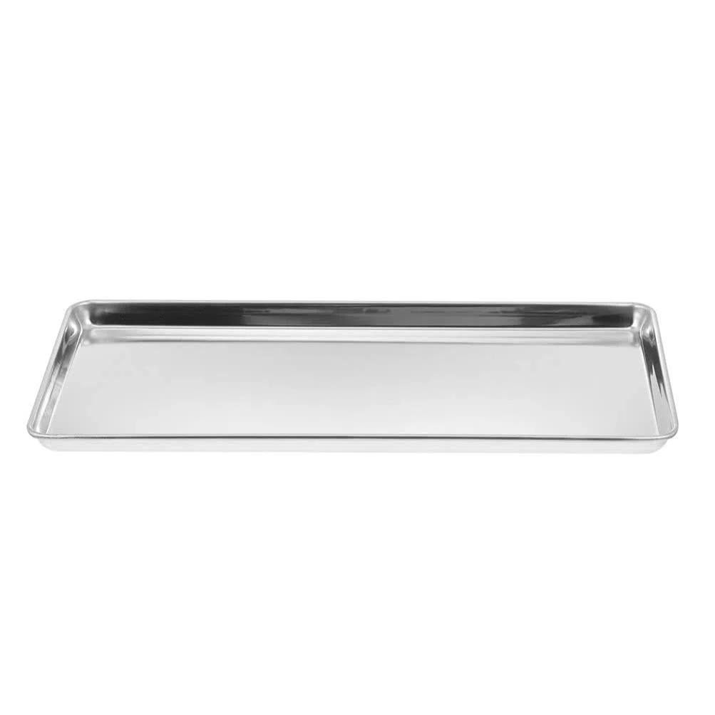 STOBAZA Bandeja Rectangular De Acero Inoxidable Bandeja para Servir Alimentos De Metal Bandeja para Hornear Apta para Lavavajillas Y Horno (10 43 X 8 07 X 0 98 Pulgadas)