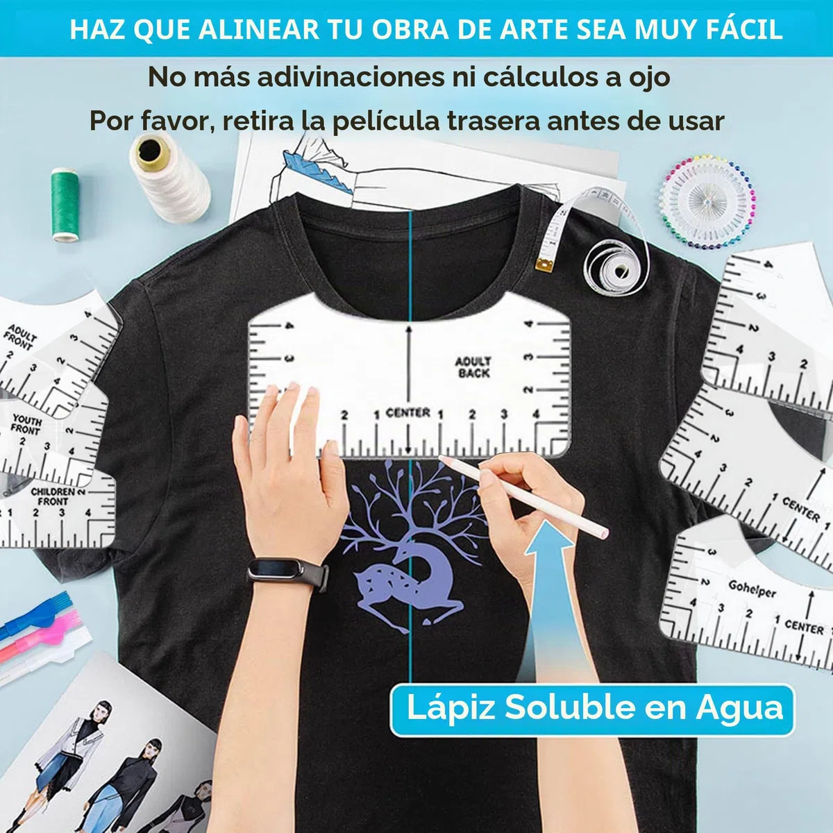 Camisetas de sublimación kits de herramientas para alineación de vinilo, almohadilla de prensa de calor, almohadilla de silicona, guía de reglas de camiseta y hoja de teflón para Cricut calor prensa