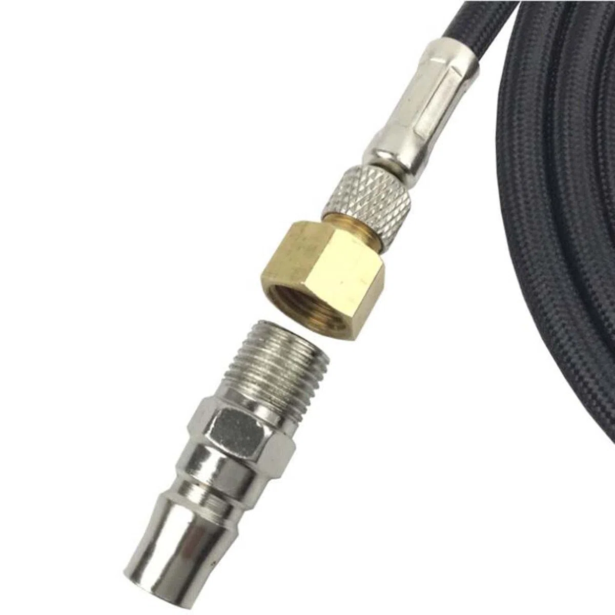 Juego de 2 mangueras de aerógrafo de 1/8 a 1/4 pulgadas, adaptador estándar de 1,8 m, kit de aerógrafo de 6 pies, negro, 1,8 m de longitud