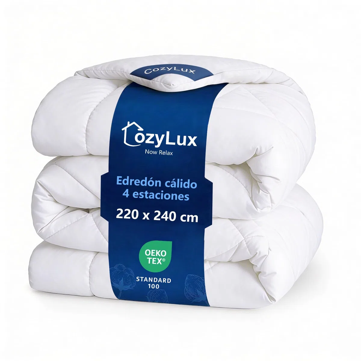 CozyLux Edredon Cama 150, Relleno Nórdico 220x240 cm de Fibra 300 gr/m² 100% Microfibra, Oeko-Tex 100, Edredón Nordico Matrimonio Cama 135/150, para 4 Estaciones, Lavable a Máquina, 220 × 240, Blanco