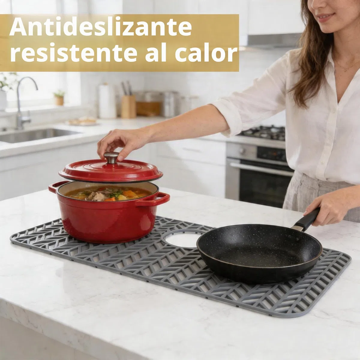 Alfombrilla de silicona para fregadero, protectora de fregaderos de cocina, antideslizante y optimizada para drenar el agua, Ideal para proteger el fregadero y mantener el orden en la cocina (66*35cm)