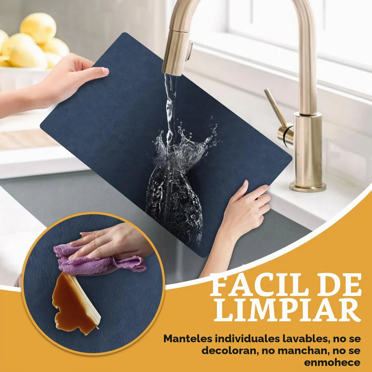 Juego de 6 Salvamanteles y Posavasos - Salvamanteles Lavables Resistentes al Calor, Diseño de Cuero de Doble Cara Antideslizante para Cocina, Hogar, Restaurante