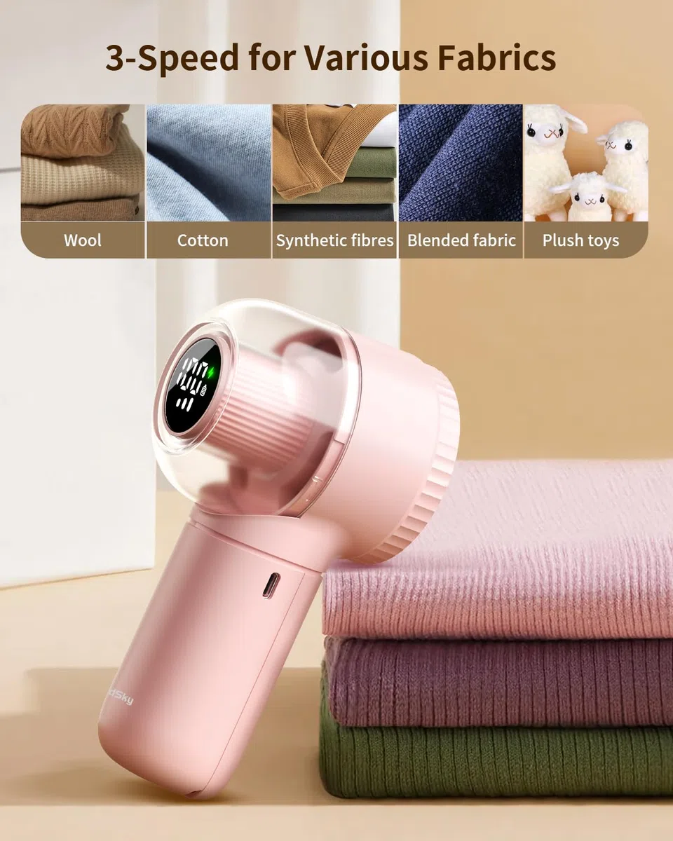 Afeitadora de tela con cepillo para pelusas, afeitadora grande con pantalla digital, removedor de pelusas de 3 velocidades con cuchillas de 6 hojas, afeitadora eléctrica para quitar bolitas para ropa,