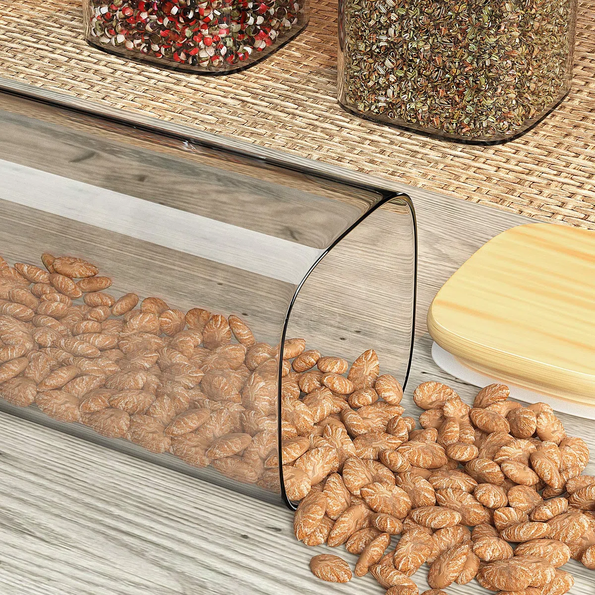 Tarros de almacenamiento de vidrio con tapa de bambú, paquete de 12 tarros herméticos para alimentos, recipientes de almacenamiento de cocina transparentes para especias, harina, galletas y semillas