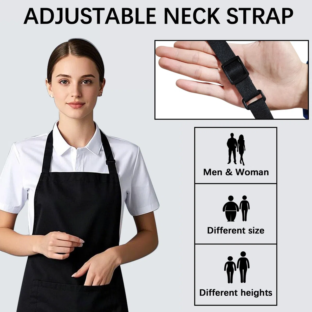 Delantales unisex negros con 2 bolsillos, para cocinar, cocinar, barbacoa, dibujo, 10 unidades, color negro