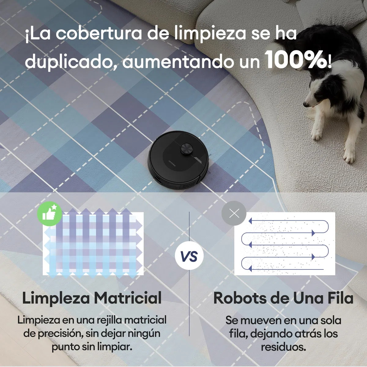 Ultenic Robot Aspirador y Fregasuelos con LIDAR, 8000PA, 180Min, Cobertura Completa 100%, Auto-Boost Alfombras, App/Voz, para Pelo de Mascotas