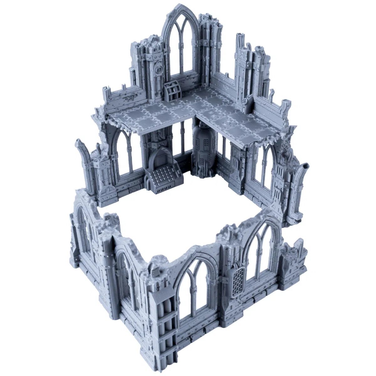 Serie Gothic Ruins - Set 2: Ruina bifurcada con secciones de dos pisos y una sola planta, escala de 28/32 mm