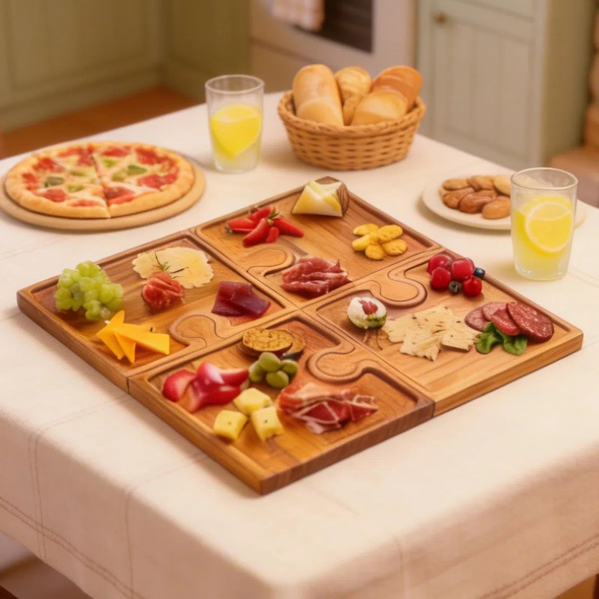 Juego De Tablas Para Charcutería Bandeja De Madera Para Alimentos | Tabla De Cortar Y Bandeja Para Embutidos Para Regalo Casa Nueva Reuniones Familiares Queso Fiambres Pan Frutas