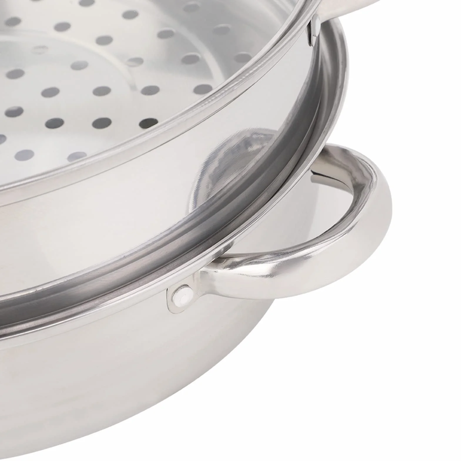 Olla de vapor de acero inoxidable de 2 capas para cocinar sopa al vapor y más, diseño de ahorro de energía de 27 cm con material de grado alimenticio, compartimento poroso para vapor y tapa de vidrio