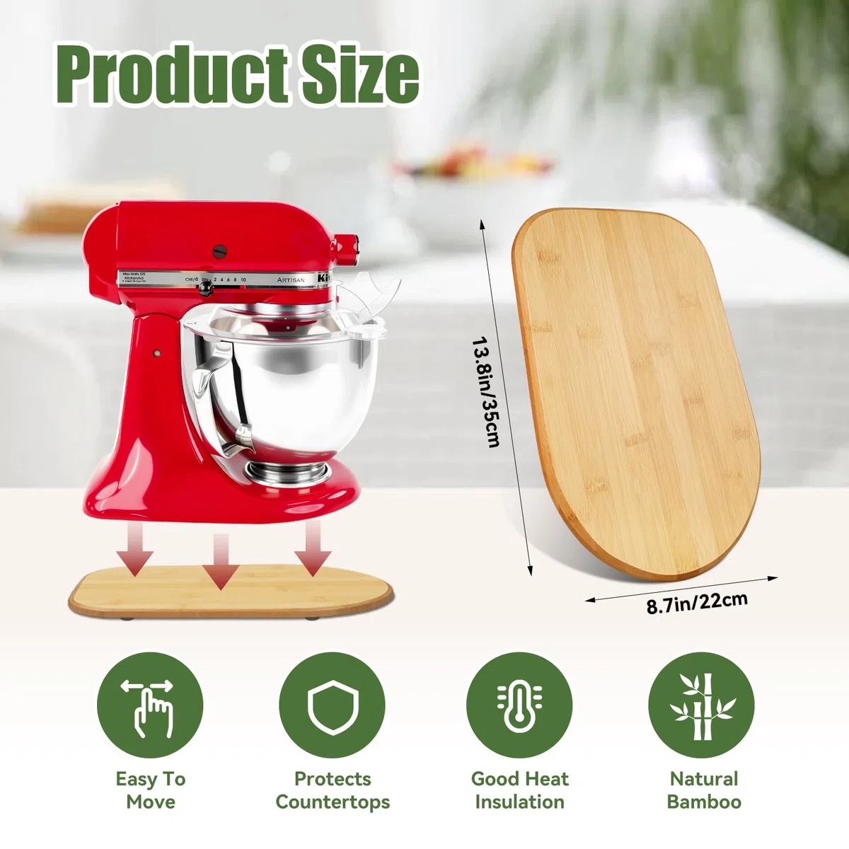 Mezclador deslizante de bambú compatible con batidora de soporte de elevación de tazón de cocina (4.5 cuartos de galón)