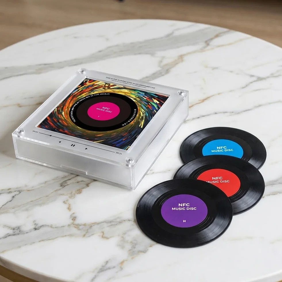 Imán magnético para refrigerador NFC, altavoz de canto de inducción, paquete de 9 calcomanías de sonido programables inteligentes con luces RGB, para decoración de escritorio de oficina y dispositivos