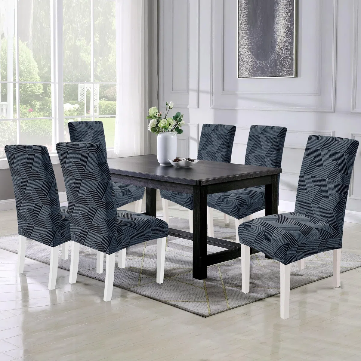 Fundas Sillas De Comedor Pack 6, Fundas Sillas Elástico Universal con Respaldo, Ajustables, Modernas, Duradera, Extraíbles, Lavables, Suave Y Confortable, para Hogar, Gris Oscuro
