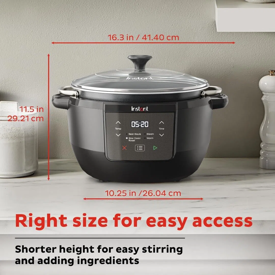 Instant Pot Instant Top Kitchen con accesorios, 7.5 cuartos de galón, negro, rectangular, multicocina, saltear, cocción lenta, vapor