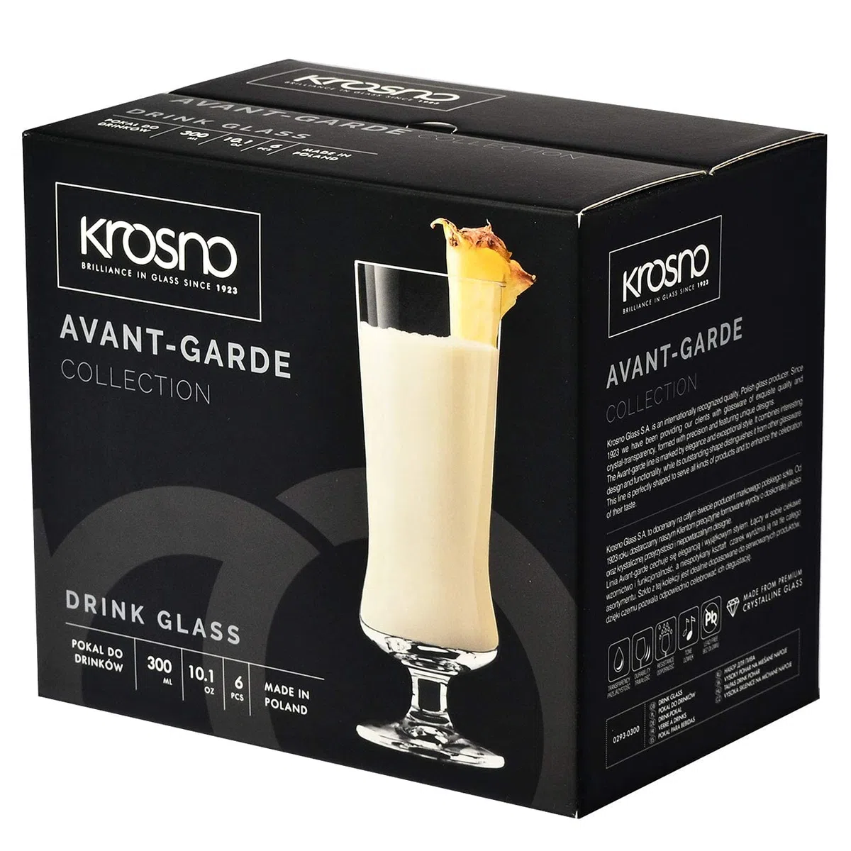 KROSNO Pina Colada Copas de cóctel | Juego de 6 | 10 oz | Colección vanguardista | Perfecto para el hogar, restaurantes y fiestas | Apto para lavavajillas