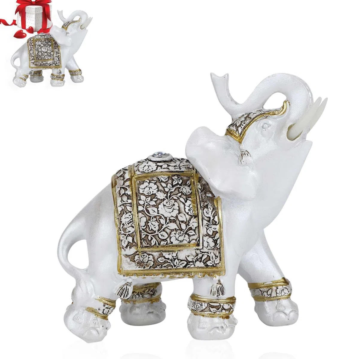 Feng Shui estatuas de Elefante para la Fortuna de la Riqueza, Resina Estatua de Elefante Afortunado Coleccionable, Escultura de Elefante de Estilo de Porcelana, decoración de la Oficina del hogar