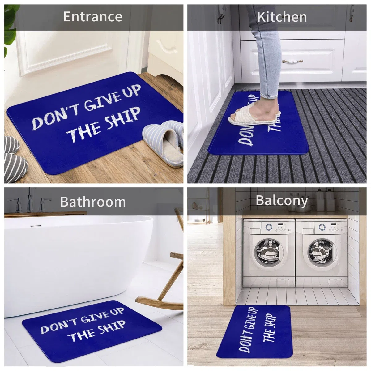 Felpudo de invierno para exteriores con texto en inglés "Don'T Give Up The Ship", decoración de habitación (50 x 80 cm)
