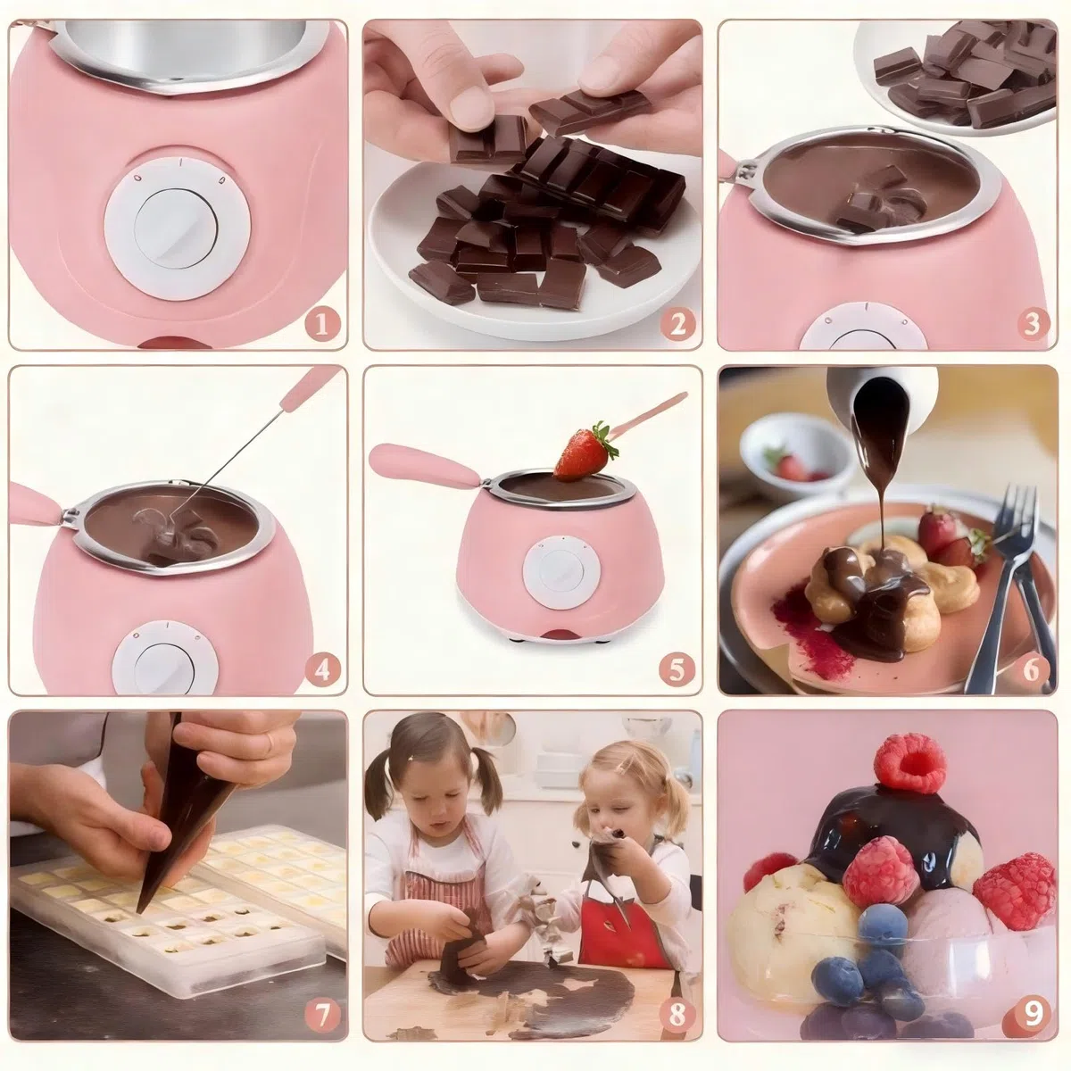 Olla Para Derretir Chocolate Eléctrica, derretidora de chocolate eléctrica, olla para derretir dulces para tienda en casa fondue de chocolate (Rosa)