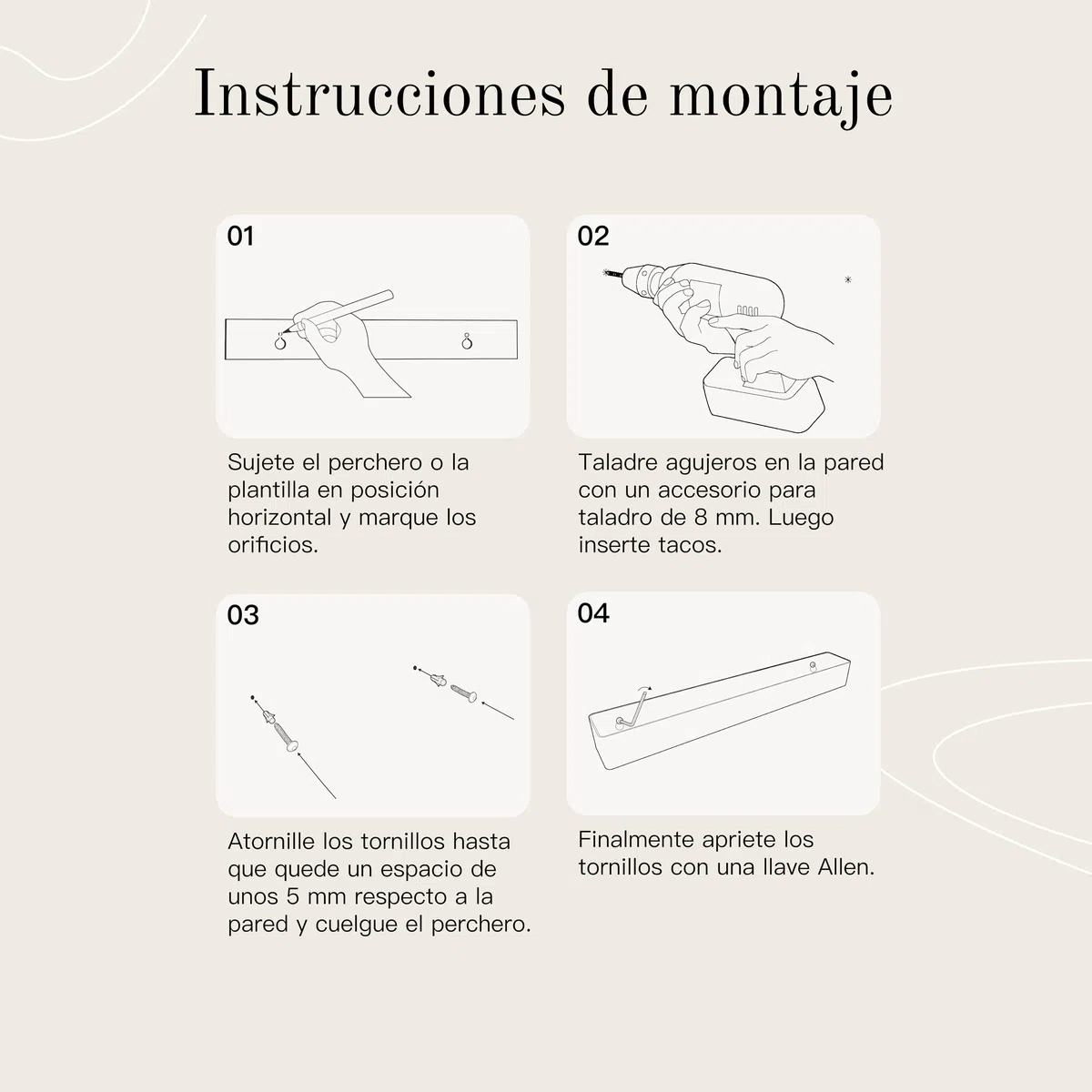 Design Hamburgo Perchero de Pared I Moderno Colgador de Pared para Abrigos I Percheros de Pared con Ganchos de Metal ocultos I Perchero Entrada Recibidor (Negro Mate, 57 cm)