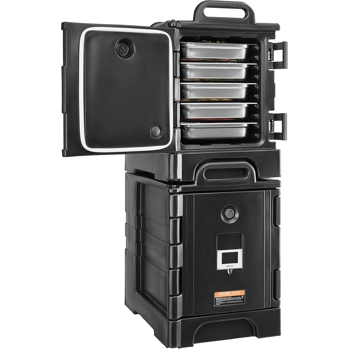 VEVOR Caja Térmica para Alimentos con Hebillas Dobles, 75 L x 2, para Catering, Calentador de Alimentos de Carga Frontal con Asas, Cargador Apilable para Restaurantes y Cantinas, 650 x 450 x 690 mm
