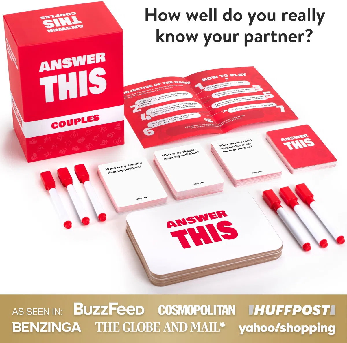 Answer This - Couples - ¿Cuánto Conoces a Tu Pareja? - Juego de Cartas de Relación y Conversación para Noche Romántica o Fiesta - Ideal para Aniversario y Regalo de San Valentín en Inglés