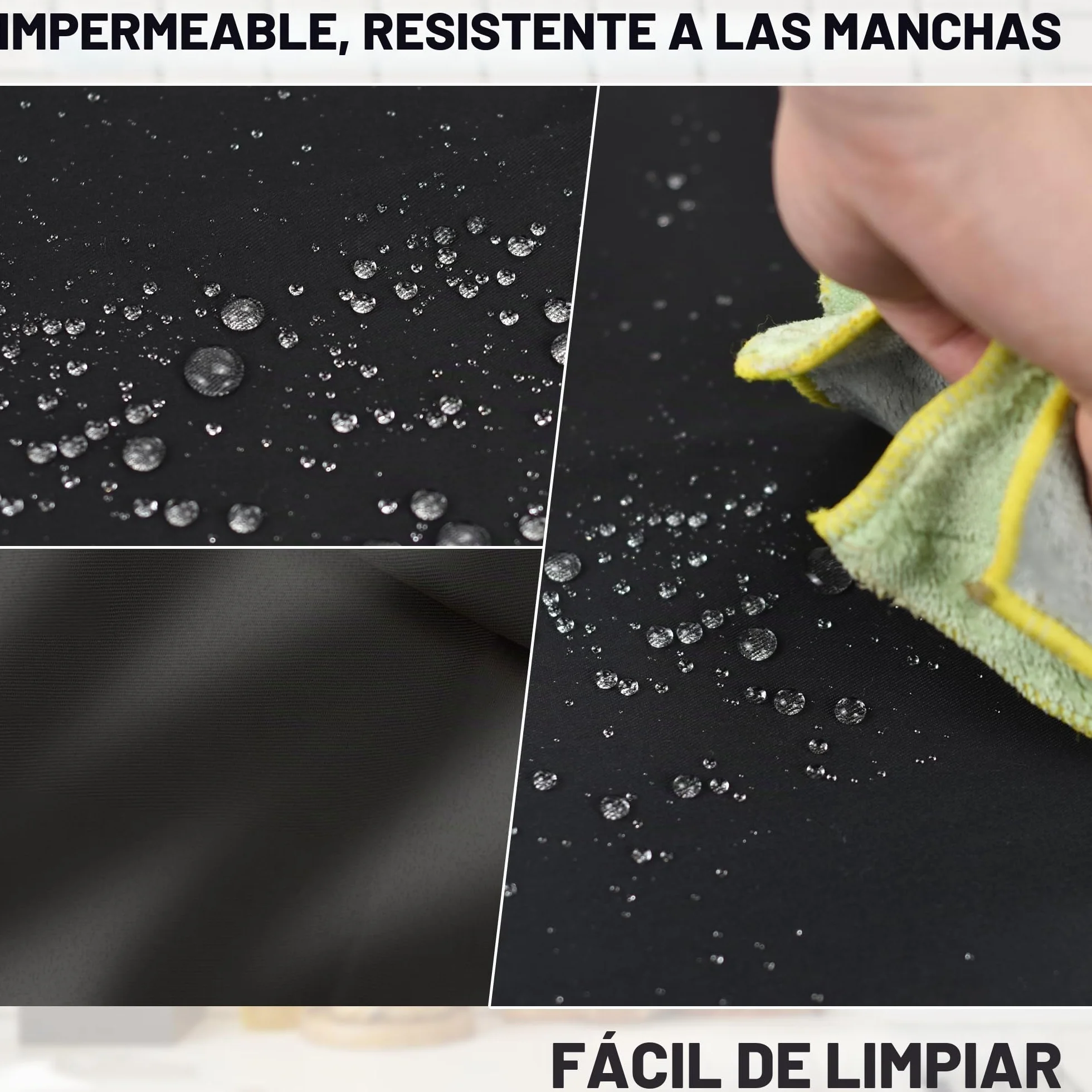 4 Piezas Tamaño grande Delantales, Negro Chef Delantal Impermeable con 2 Bolsillos Ajustable, Delantal de Cocina para Hombres y Mujeres, Cocinar, Restaurante, Café, Hornear