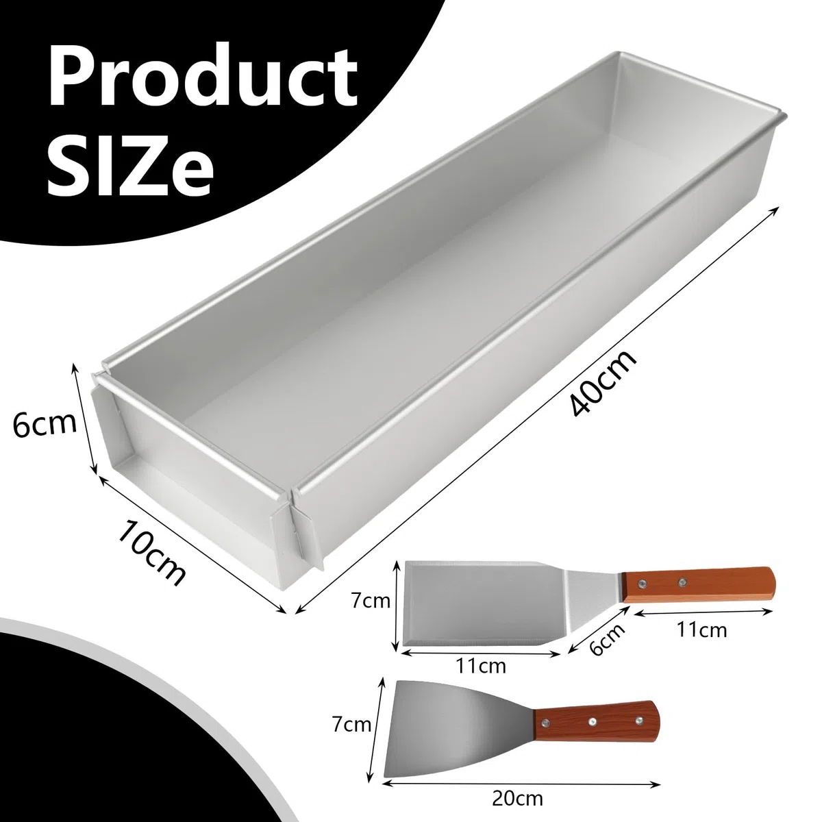 Marco para hornear rectangular ajustable con revestimiento antiadherente, molde rectangular de aleación de aluminio, fácil de limpiar, molde de tiramisú adecuado para pan