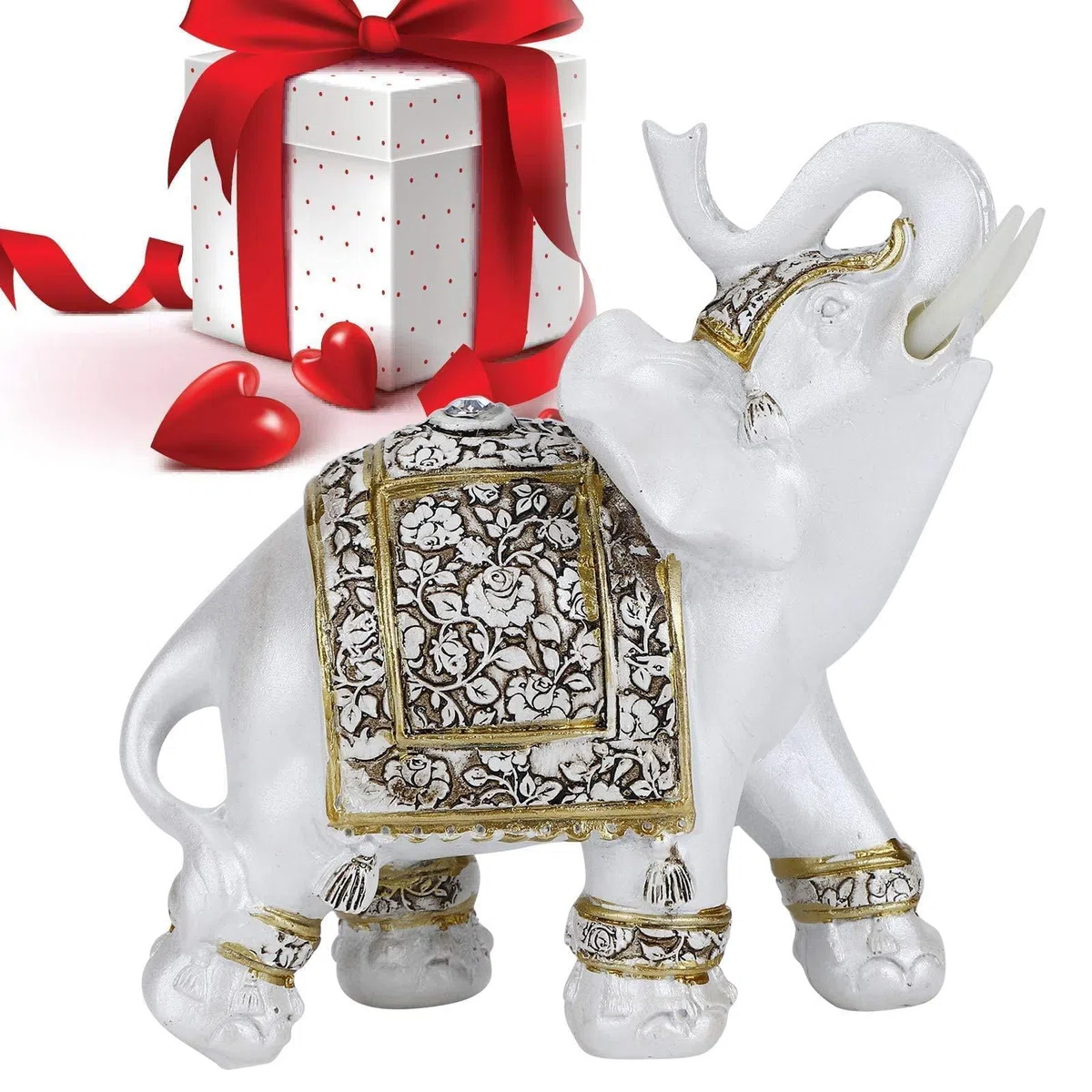 Feng Shui estatuas de Elefante para la Fortuna de la Riqueza, Resina Estatua de Elefante Afortunado Coleccionable, Escultura de Elefante de Estilo de Porcelana, decoración de la Oficina del hogar