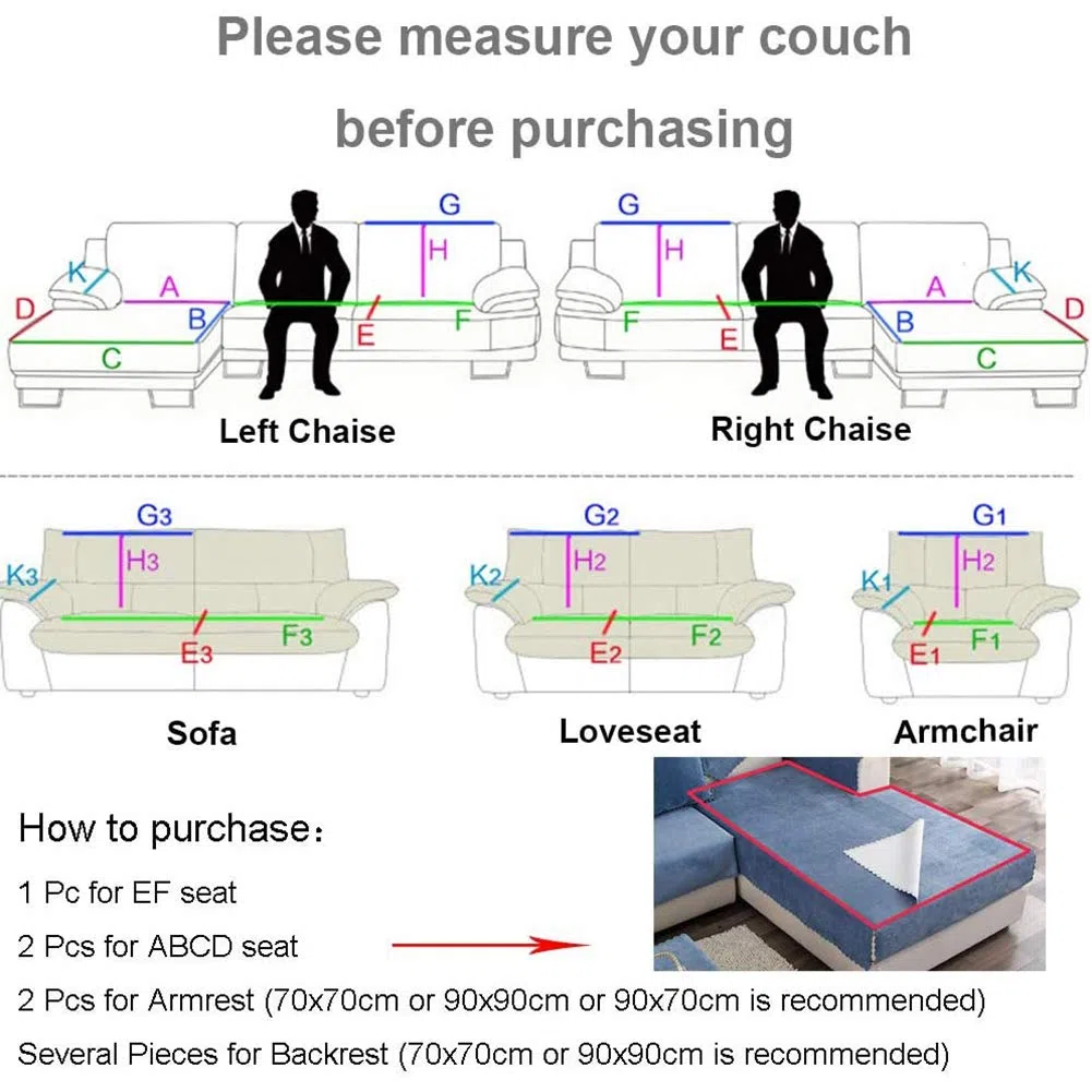 Felpa Cubiertas De Sofá para 1 2 3 4 Cubierta De Sofá,Polvo-Prueba Terciopelo Elástico Soft Couch Cover,Ajuste Fácil Lavable,Cubierta De La Silla Recliner Mueble Protector De Sofá-