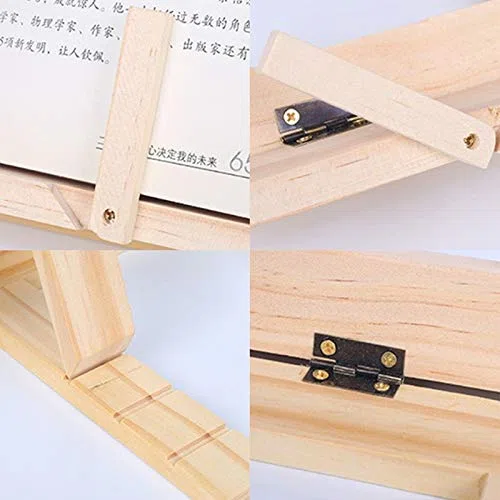 Soporte de madera ajustable para libros de lectura, soporte para libros de cocina, soporte de documentos, con punta de madera