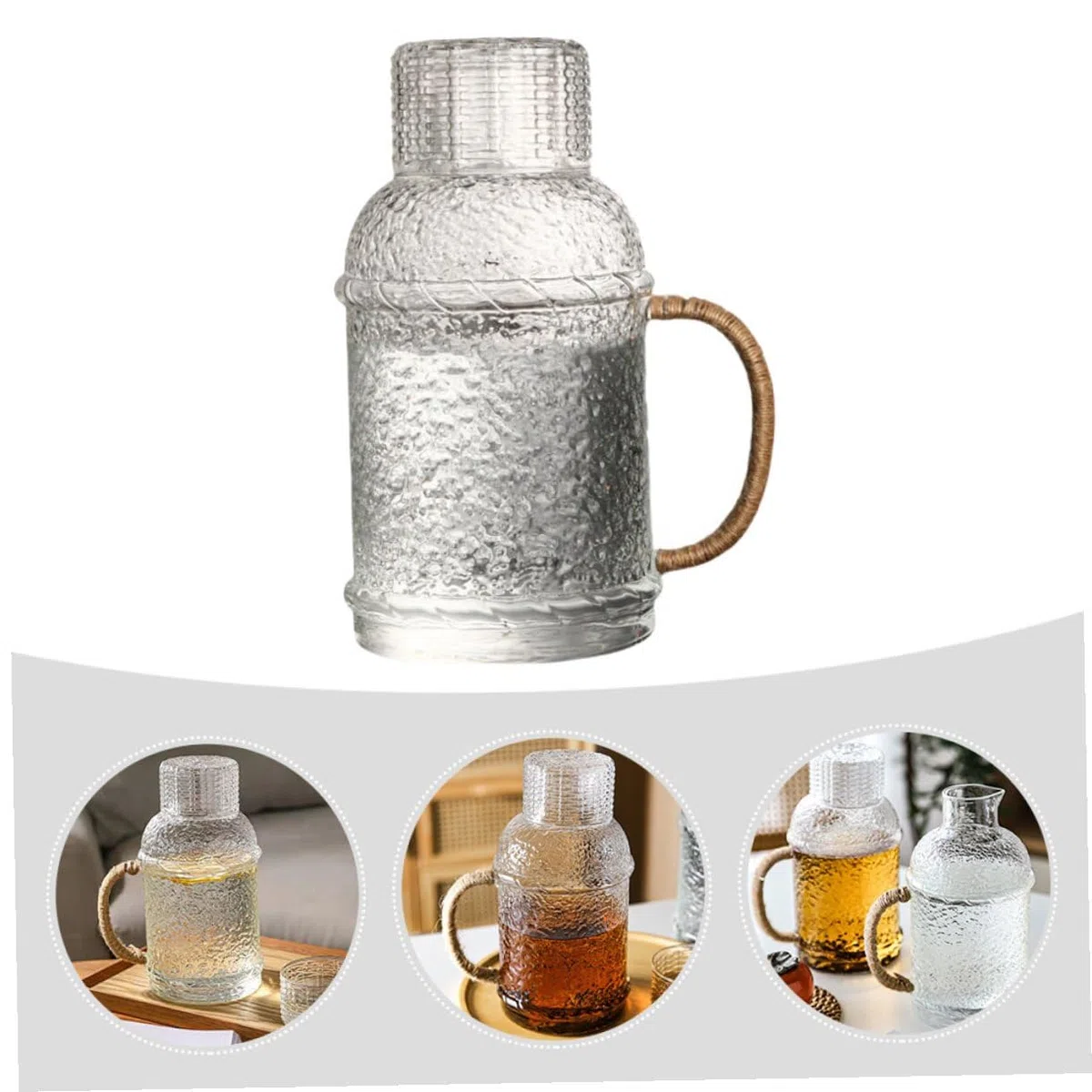 Jarra de Vidrio Transparente 2l, 1 Juego para Agua en Casa | Capacidad Grande, para Recibir Invitados y Fiestas, Vidrio, No se Deforma ni Resbala