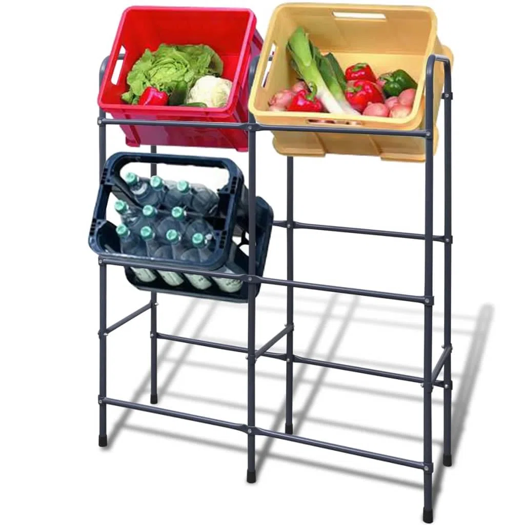 Estantería de acero para 6 cajas, color gris oscuro, 96 x 33 x 116 cm, acero con recubrimiento en polvo, para alimentos plegables, cajas de bebidas, taller, orden