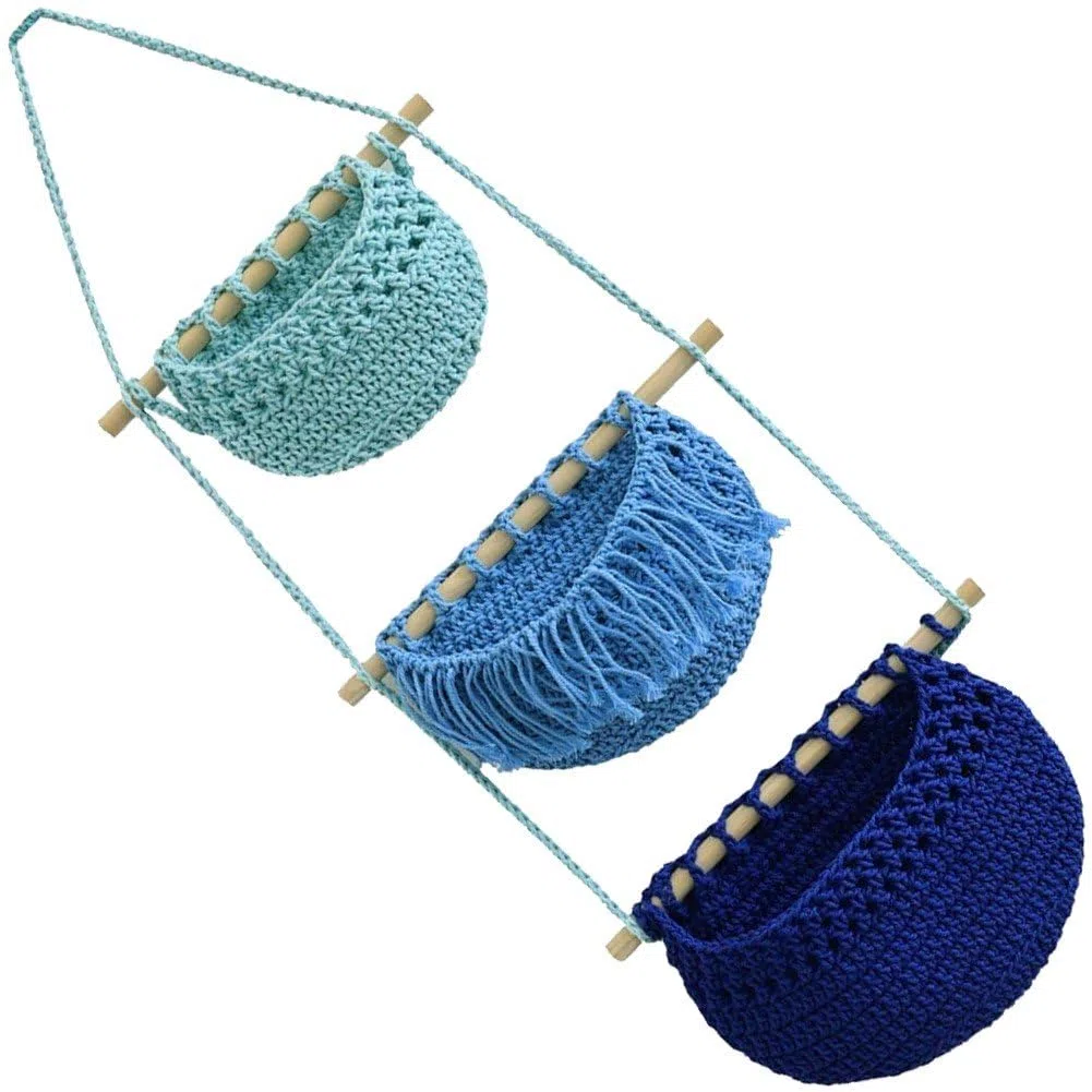 Cestas De Almacenamiento Colgantes Decoración De Pared Multiusos 3 Niveles Cuerda De Algodón Bolsa Colgante De Almacenamiento Tejida a Mano Cestas De Frutas Colgantes Para Hogar Cocina Restaurante