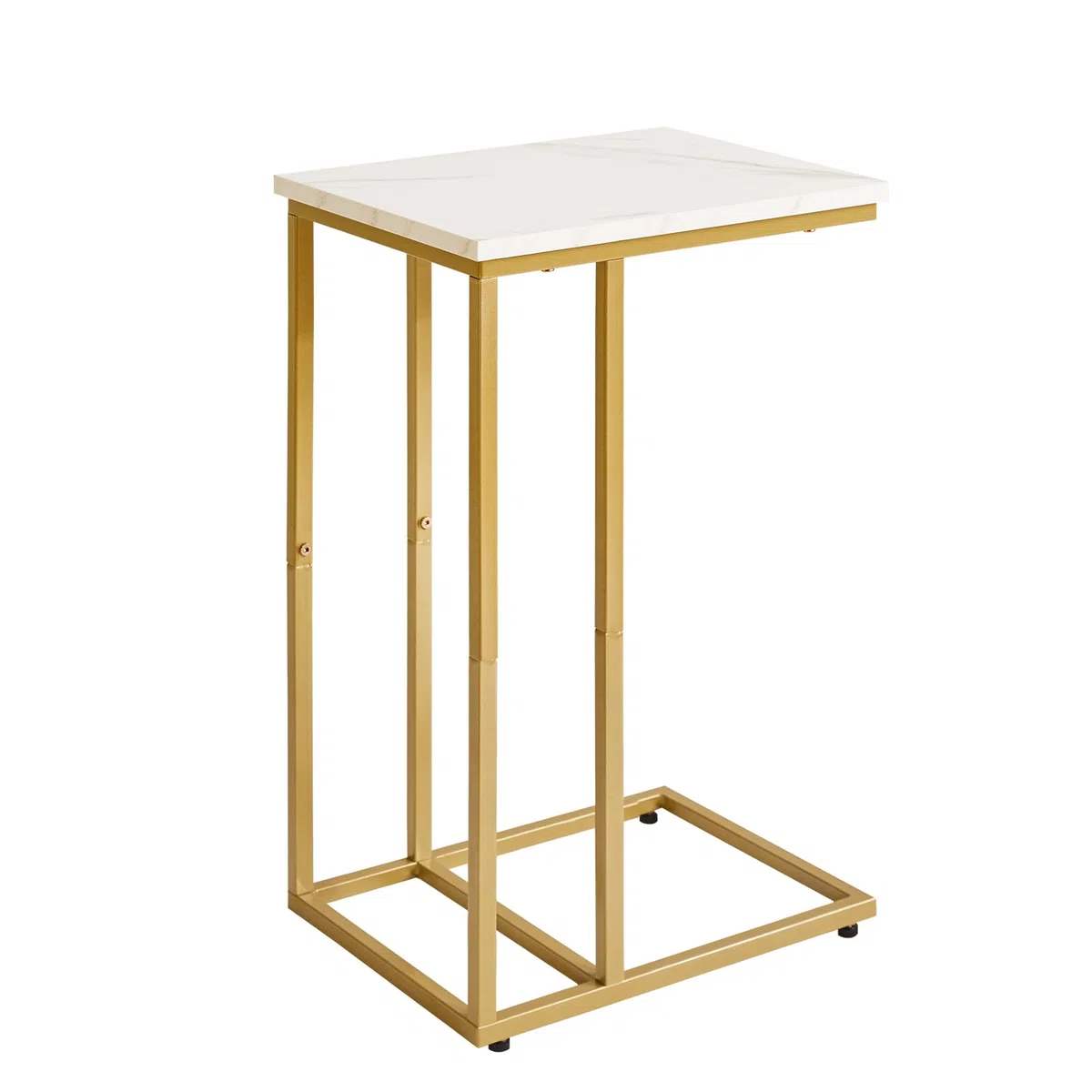 Aibiju Mesas auxiliares pequeñas en Forma de C, Mesa Auxiliar pequeña, Soporte de Mesa pequeño para Sala de Estar, Dormitorio, 16 x 12 x 25 Pulgadas,Mesa de Grano de Mármol + Patas Doradas，YD-TM051G