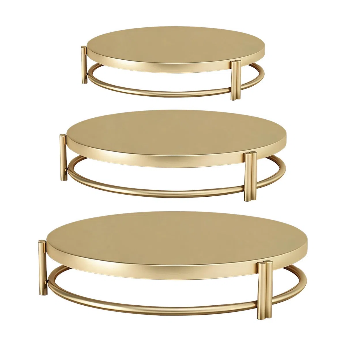 Genérico Expositor De Tartas 3 Piezas Acero Inoxidable Dorado Para Postres | Set De Expositores Para Postres Repostería Charcutería Galletas Bufé Aperitivos Bodas Eventos