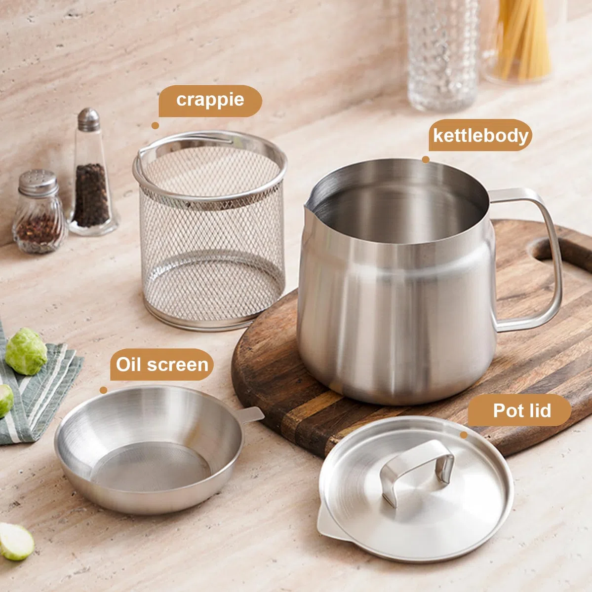 Recipiente para grasa de acero inoxidable, 2 litros, recipiente para grasa con tapa y colador, 2 en 1, recipiente para grasa con filtro de malla fina, recipiente para aceite, caja de grasa