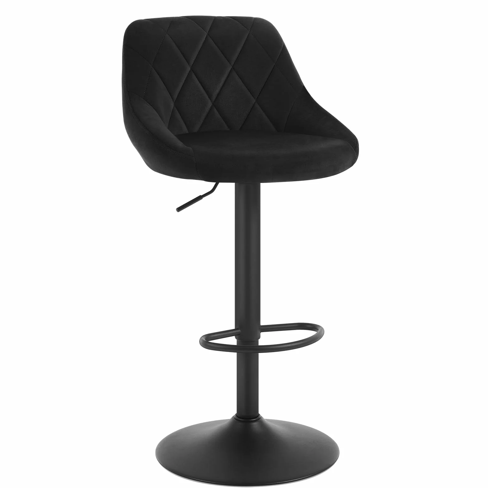 WOLTU Taburetes de Bar Terciopelo Regulable en Altura, Negro | con Respaldo, para Comedor, Salón y Cafetería