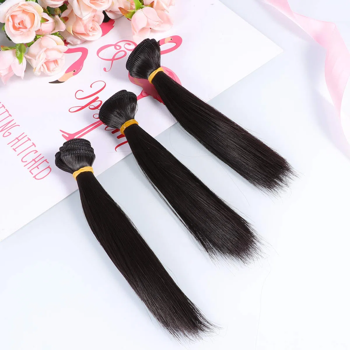 - 5 extensiones de pelo de muñeca sintética recta larga para muñecas de pelo largo, materiales artesanales, accesorios para hacer muñecas, 15 cm ()
