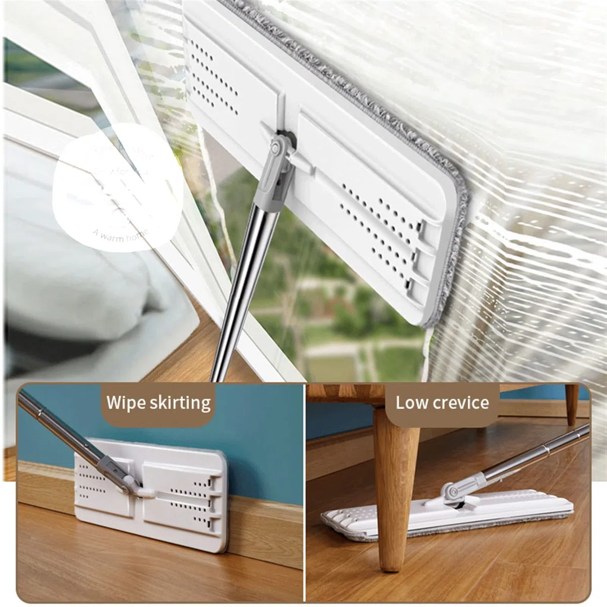 fregona El último trapeador con Conjunto de cubetas de Limpieza sin Mano Microfibra Microfibra Mop ... mop (Color : White-6 Cloth)